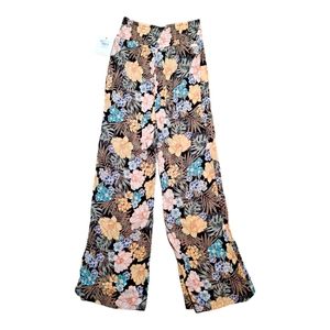NWT O'Neill Tommie Macaw Wide Leg Floral Tropical Palazzo Woven Pants